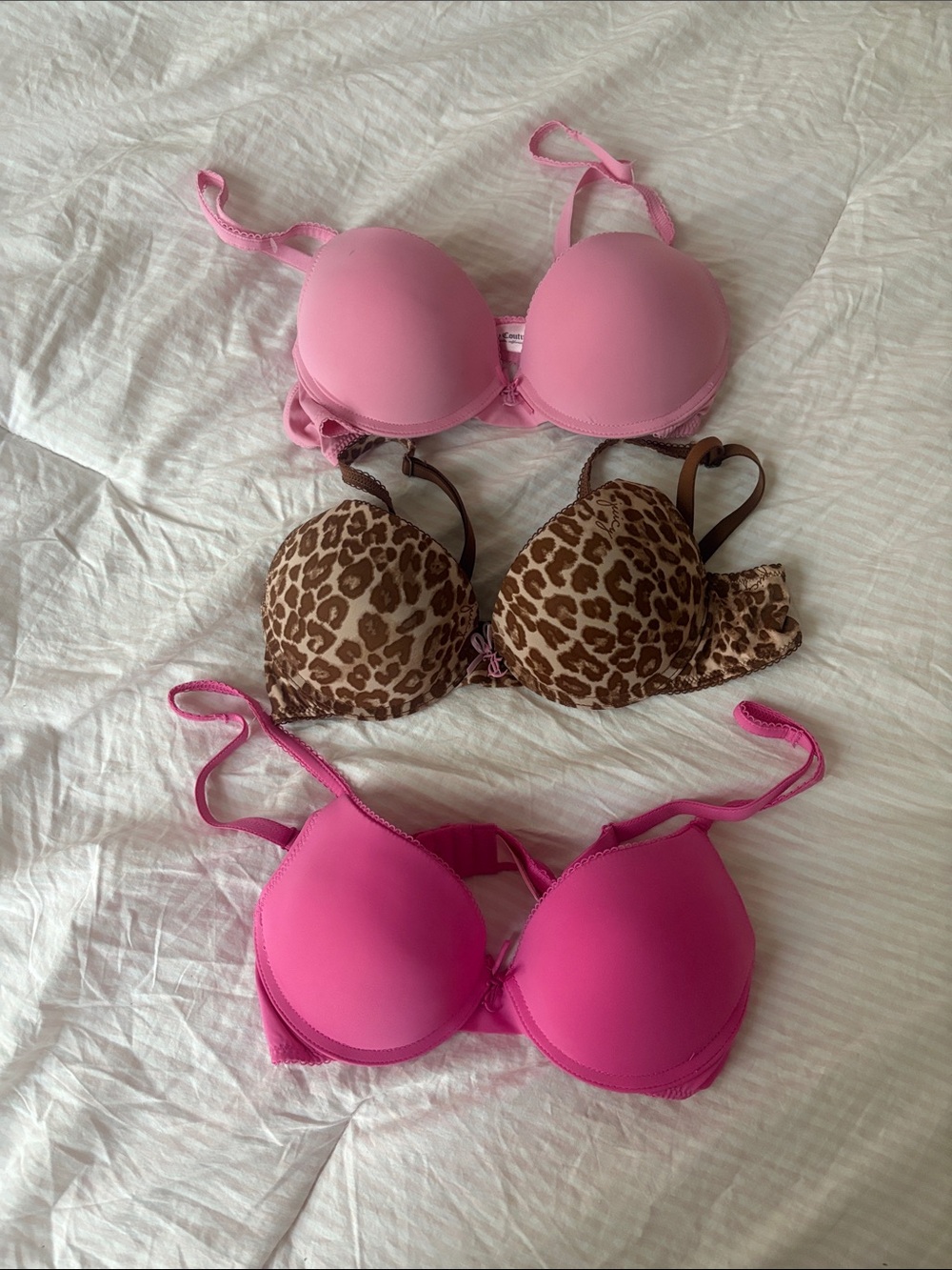 NWOT Y2K Push up Juicy Couture Pink & Leopard Print Bra Set